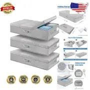 Sturdy Minimalist Under-Bed Storage Containers - 3 Pack for Clothes & Shoes