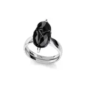 Silver Jet Black Stone Ring for Women