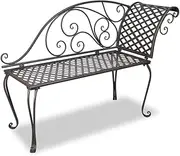 Garden Chaise Lounge 128 cm Steel Antique Brown,Iron Chaise Lounge for Garden and Patio with Scroll Pattern Design Patio Seating