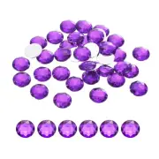 Flat Back Round Acrylic Rhinestones,10mm Purple Crystal Rhinestones 100Pcs