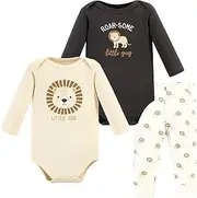 [HUDSON BABY] Unisex Baby Unisex Baby Cotton Bodysuit and Pant Set, Brave Lion, 12-18 Months, Brave Lion