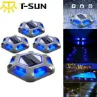4 Pack Blue Solar Driveway Lights Waterproof LED Pathway Fence Deck Light