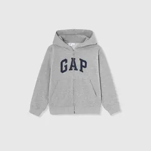 【GAP】男童裝 Logo連帽外套-灰色(890300)