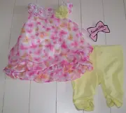 Nannette Baby 2 Pc Chiffon Butterfly Top Gathered Leggings Outfit 3-6M