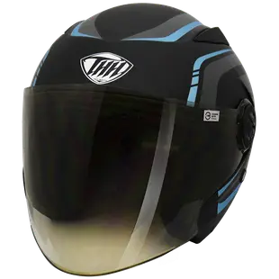 THH T-SPORT 雙層鏡片安全帽<平光黑/藍-XL>