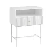 Sarantino Cecil Slender Fluted Bedside Table in White
