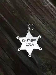 Deputy Sheriff Badge - Large 1 1/4" Custom Pet Id Tag - Personalized Hand-Stamp