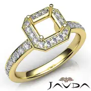 Asscher Cut Diamond Setting Engagement Semi Mount Ring 14k Yellow Gold 0.45Ct