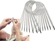 Stainless Steel Circular Knitting Needles Set, 9 Pieces 2.5mm - 10mm Circular Knitting Needles Flexible Sweater Needle with Wire, Round Crochet Knitting Needle for Weaving Hat Sweater