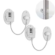 Catzon 2 Pcs Refrigerator Lock No Drilling for Cabinets Window Drawers-WhiteB