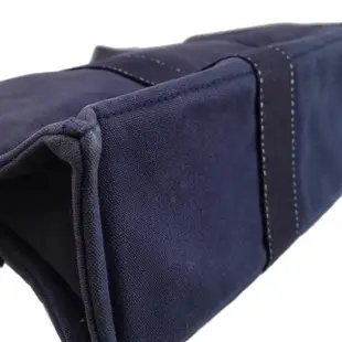 骨董款 ! HERMES 海軍藍色中型手提帆布包【九成新展示品半價出清-已經過專業臭氧紫外線清潔】