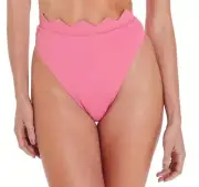Vix Pink Firenze Imani Hot Pants Zig-Zag High Waist Retro Bikini Bottoms XS = 0