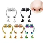 Rose Gold Magnetic Fake Septum Nose Ring Steel Ear Tragus Clicker Non Piercing