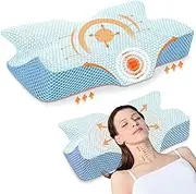Anvo Cervical Neck Pillow for Neck and Shoulder Pain - Memory Foam Pillows for Pain Relief Sleeping, Contour Orthopedic for Side Back Stomach Sleeper, Blue Firm