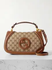 [Gucci] Gucci - Blondie Leather-trimmed Canvas-jacquard Shoulder Bag - Beige - One size One size Neutrals
