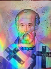 Saint NICHOLAS Orthodox ICON Holographic Ready to Frame Picture Poster Slava