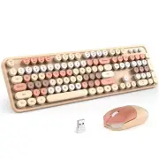 Wireless Keyboard and Mouse Combo,2.4GHz Retro Full-Size Keyboard with Number...