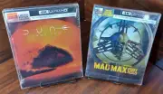 Dune 2 + Mad Max Fury Road 4K Steelbooks- w/PROTECTIVE SLEEVE-NEW-Free Box S&H!