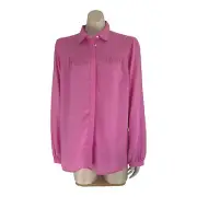RM WILLIAMS Women Sz 14 Pure Silk Blouse Annes Long Sleeve Semi-Fitted Pink NEW