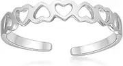 [Lavari Jewelers] Filigree Heart Cutout Adjustable Band Open Toe Ring for Women I 10k White or Yellow Gold Toe Ring I One Size Fits Most Toes I 3 mm Wide Body Jewelry