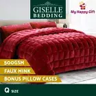 Giselle Bedding Faux Mink QUEEN Quilt Comforter Throw Blanket Winter Burgundy