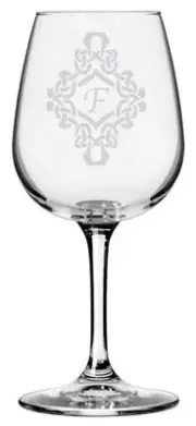 Decorated Font - Etched Monogram All Purpose 12.75oz Libbey Wine Glass