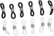 [Tofficu] 12Pcs Eyeglass Cord Rubber Ring Non Slip Connectors for Glasses Chains Black White Accessories Stable and Secure Eyeglasses Strap Ends for Enhanced Retention