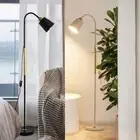 Floor Lamp Modern Reading Light Standard Adjustable Tall Lampshade Black / White