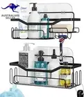 Shower Caddy Black Bathroom Organiser - Stainless Steel Wall Shelf Storage Rack