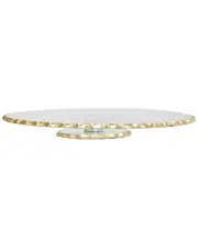Alice Pazkus Lazy Susan Cake Tray Stacked Glass With Gold Edge