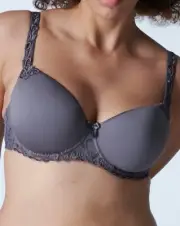 French SIMONE PERELE Andora 3D Contour 16B / 38B Bra Dark Grey Rrp $120