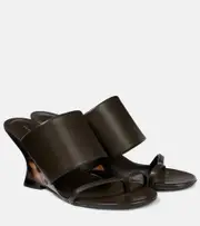 [Dries Van Noten] Dries Van Noten Leather wedge mules AU 6.5 black