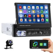 7" Single 1DIN HD Flip Up Bluetooth Car Radio Stereo Touch Screen MP5 + Camera
