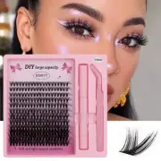 D Curl Clusters Eyelash Glue Tweezers Set Individual Segmented Lash Extension