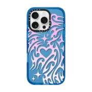 iPhone 16 Pro Impact Case Transparent Cyber Sigil Neotribal Spiky Tribal Tattoo Heart Sparkle Star Pink White Gradient