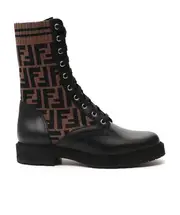 Black leather biker boots with stretch fabric 37