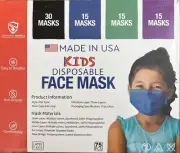 75 PCS Kids Face Mask MADE IN USA Disposable 3-Ply Cover 3 Layer