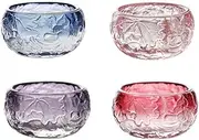 4pcs Glass Colorful Sake Cups Set, Relief Small Wine Cups,Tea Cups Set