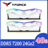 TEAM 十銓 T-FORCE DELTA RGB 炫光 DDR5 7200 48GB(24Gx2) CL34 白色 桌上型超頻記憶體