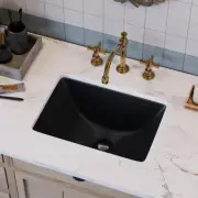 18 In. L X 13 In. W Rectangular Undermount Bathroom Sink in Black with Overflow
