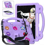 Catzon Strawberry iPad Case Silicone Shockproof with Handle for iPad 10.2 inch 2021/2020/2019-LightPurple