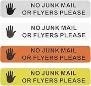 VGOL 8PCS No Junk Mail or Flyers Please Sticker 18cmx3.5cm PVC Adhesive Door Sticker for Door Sign Post Postbox Office or Home Silver White Yellow Orange