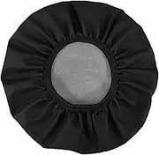 Round Chair Seat Cover Elastic Edges Easy to Clean Protective Slipcover for Bar Stools Black with Border for Home Dining and Beauty Salons