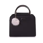 Women Top Handle Satchel PU Leather Handbags Tote Purse Iron Medal Shoulder Bag with Hairball Shoulder & Crossbody Bags Tassel