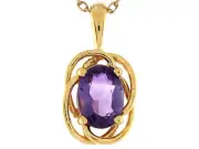 Yellow Gold Amethyst Floral Inspired Design 1.6cm Slide Pendant Charm