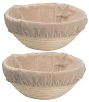 Bread Proofing Baskets Set of 2 8.5 inch Round Dough Proofing Bowls w/Liners
