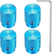 sourcing map 4 Pcs Aluminium Potentiometer Knobs, 1/4"(6mm) IDx1/2"(12.5mm) ODx5/8"(16mm) Height Universal Volume Tone Control Knobs for Guitar, Bass, Oval Indicator, Blue