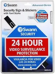 [Swann] Home Security Camera Sign for Yard and Surveillance System Window Decal Stickers, Outdoor Stake Included