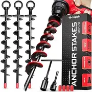 Happin® Heavy Duty Ground Anchors - Trampoline Anchors High Wind - Swing Set & Trampoline Stakes - Earth Anchors Screw in for Secure Hold - Stakes High Stability for Tents, Canopies & More (4 Pack)