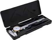 Eacam Adjustable Vernier Caliper Steel ShockProof Dial Caliper with Depth Rod Silver Portable Measuring Tool for Metal Processing